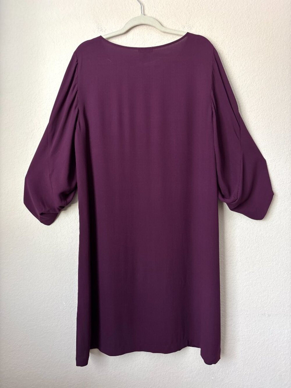 Eileen Fisher Silk Cassis Tulip Sleeve Jersey Knit Shift Dress - Picture 6 of 6